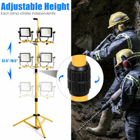 100W 10,000 Lumen LED Dual-Head Work Light with Stand and IP65 Waterproof