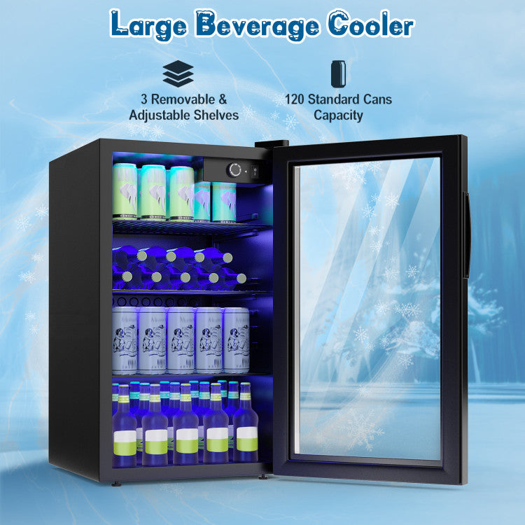 120 Can Beverage Mini Refrigerator Wine Coolers with Adjustable Storage Shelves