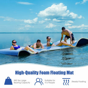 12 x 6 Feet 3 Layer Floating Water Pad Foam Mat for Water Activities