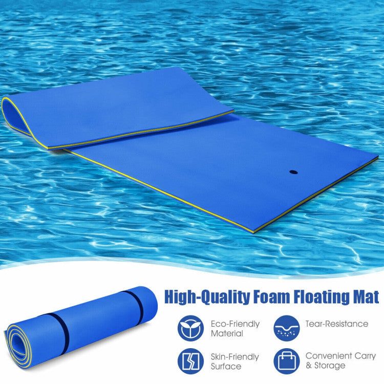 12 x 6 Feet 3 Layer Floating Water Pad Foam Mat for Water Activities