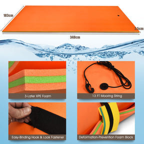 12 x 6 Feet 3 Layer Floating Water Pad Foam Mat for Water Activities