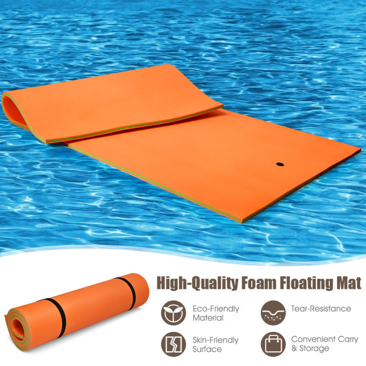 12 x 6 Feet 3 Layer Floating Water Pad Foam Mat for Water Activities