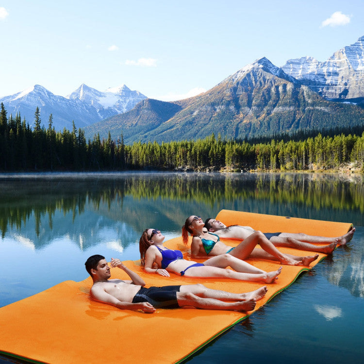 12 x 6 Feet 3 Layer Floating Water Pad Foam Mat for Water Activities