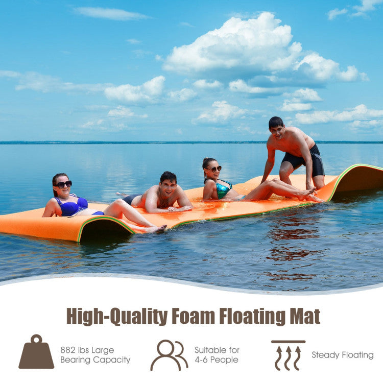 12 x 6 Feet 3 Layer Floating Water Pad Foam Mat for Water Activities