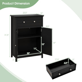 2-Door Freestanding Bathroom Cabinet with Drawer and Adjustable Shelf for Living Room, Entryway, Kitchen