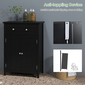 2-Door Freestanding Bathroom Cabinet with Drawer and Adjustable Shelf for Living Room, Entryway, Kitchen