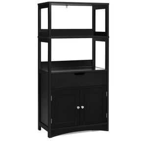 2-Door Storage Cabinet with Drawers and Open Shelves for Home Kitchen and Bathroom