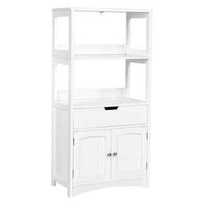 2-Door Storage Cabinet with Drawers and Open Shelves for Home Kitchen and Bathroom