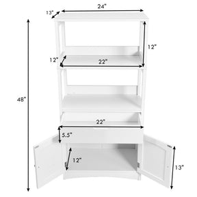 2-Door Storage Cabinet with Drawers and Open Shelves for Home Kitchen and Bathroom