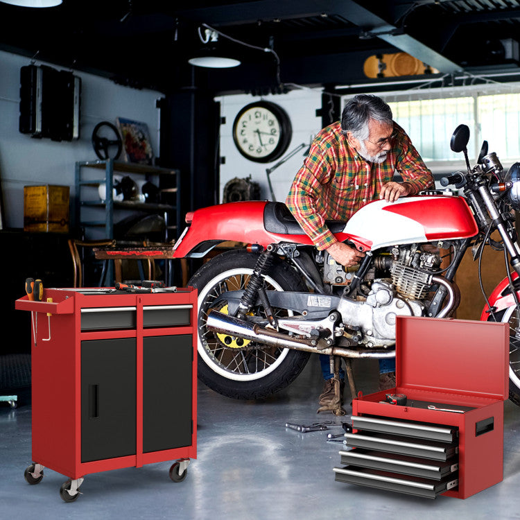 2-in-1 Rolling Tool Chest Tool Box for Home Garage with 5 Lockable Drawers