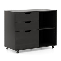 Hikidspace 3-Drawer File Cabinet with Adjustable Shelf and Lockable Wheels for Home Office_Black