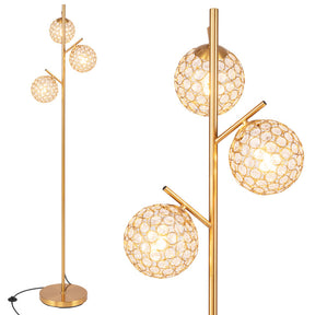 3-Globe Floor Lamp with Foot Switch and 3 E26 Bulb Bases for Home Outdoor Patio Cafe