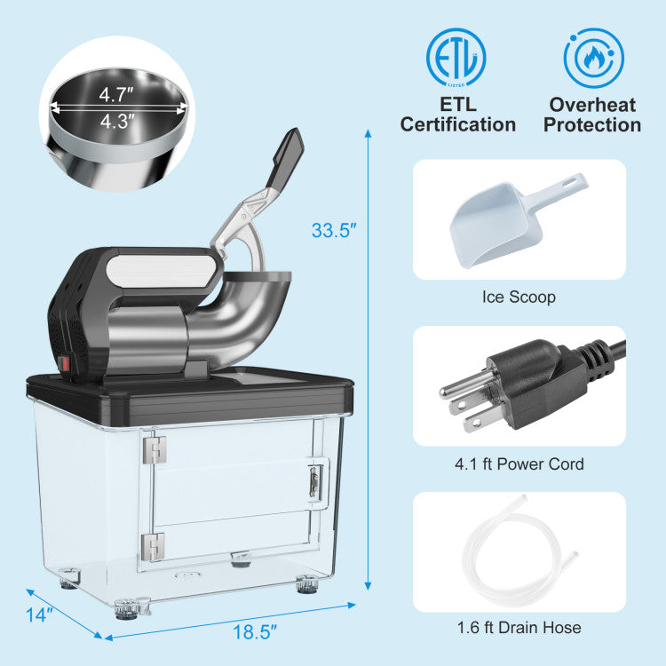 Hikidspace 300W Commercial Ice Crusher with Dual Blades and Safety Switch for Home or Commercial_Black