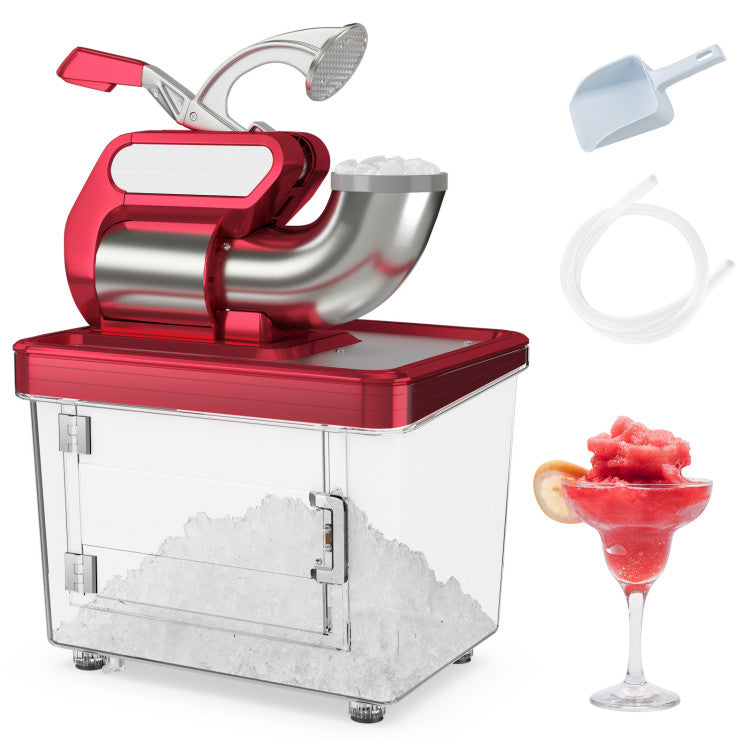 Hikidspace 300W Commercial Ice Crusher with Dual Blades and Safety Switch for Home or Commercial_Red