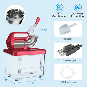 300W Commercial Ice Crusher with Dual Blades and Safety Switch for Home or Commercial