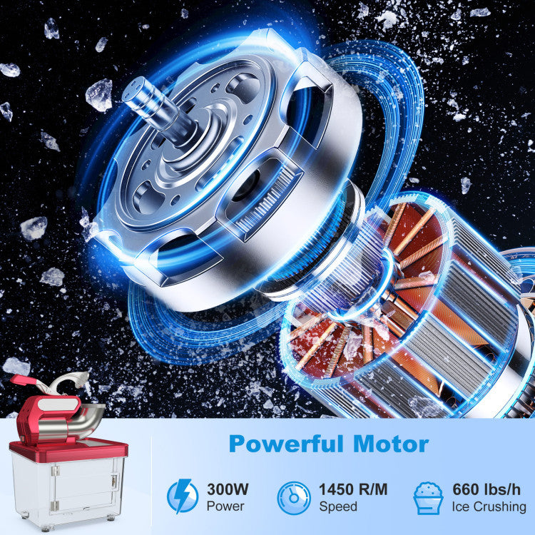 Hikidspace 300W Commercial Ice Crusher with Dual Blades and Safety Switch for Home or Commercial_Red