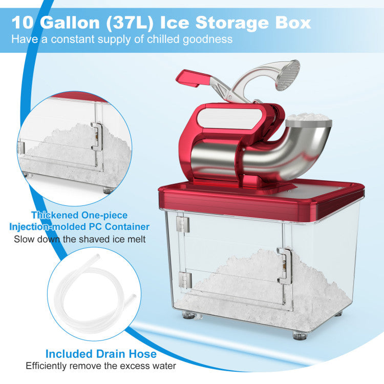 Hikidspace 300W Commercial Ice Crusher with Dual Blades and Safety Switch for Home or Commercial_Red