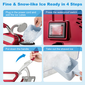 Hikidspace 300W Commercial Ice Crusher with Dual Blades and Safety Switch for Home or Commercial_Red