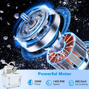 Hikidspace 300W Commercial Ice Crusher with Dual Blades and Safety Switch for Home or Commercial_White