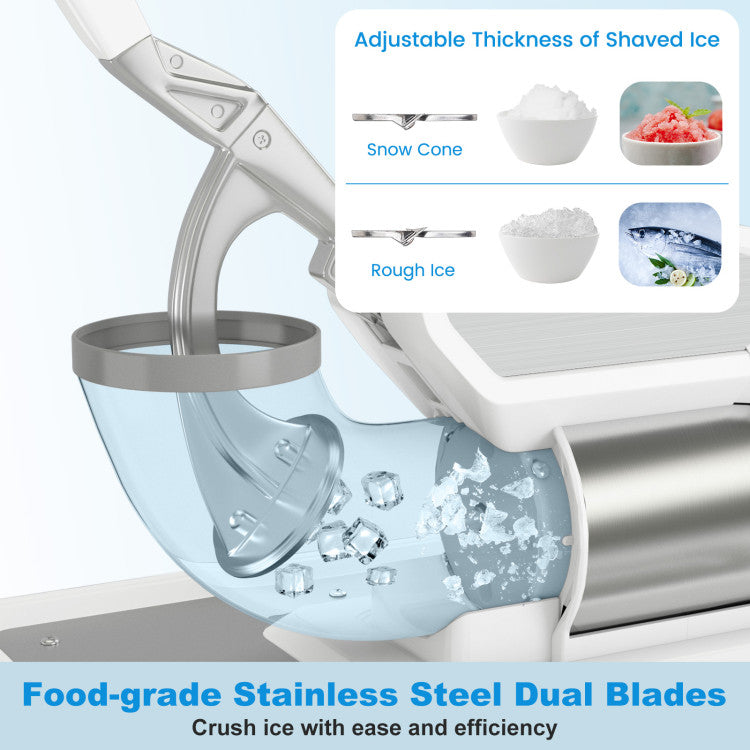 Hikidspace 300W Commercial Ice Crusher with Dual Blades and Safety Switch for Home or Commercial_White