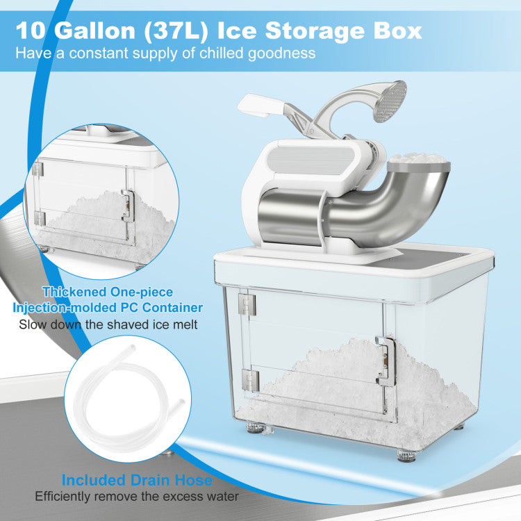 Hikidspace 300W Commercial Ice Crusher with Dual Blades and Safety Switch for Home or Commercial_White