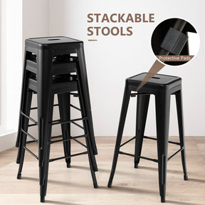 30 Inch Set of 4 Stackable Bar Stools for Kitchen, Dining Room, Pub, or Restaurant