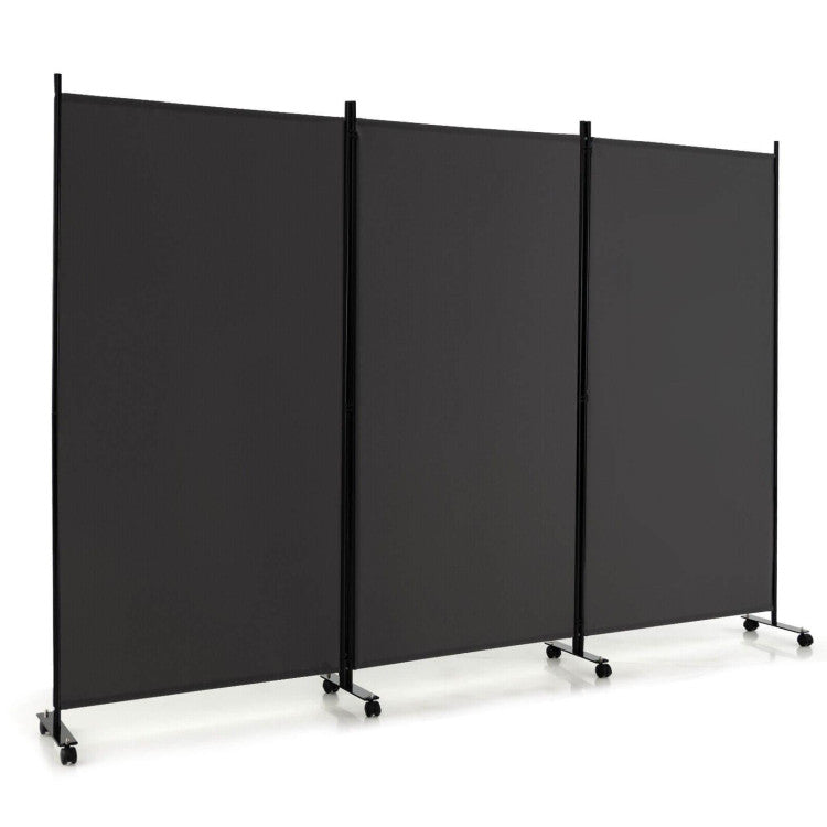 3 Panel Folding Room Divider with Lockable Wheels for Home Office Hospital Restaurant