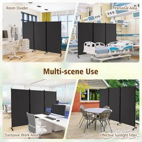 3 Panel Folding Room Divider with Lockable Wheels for Home Office Hospital Restaurant