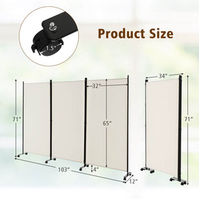 3 Panel Folding Room Divider with Lockable Wheels for Home Office Hospital Restaurant