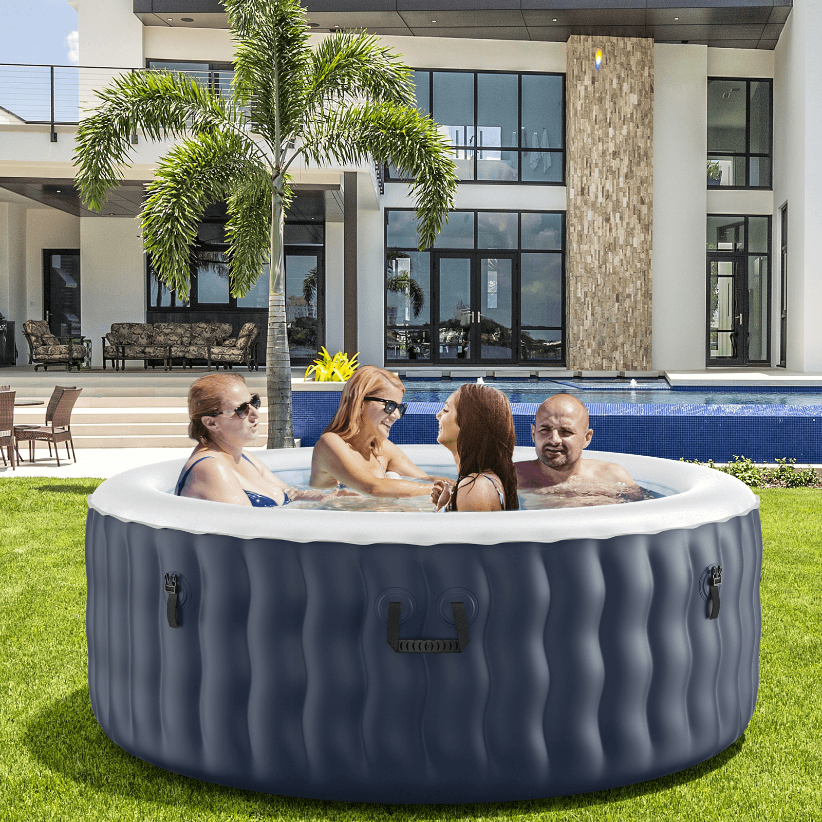 4-Person Inflatable Hot Tub Spa with 108 Massage Bubble Jets and Accessories