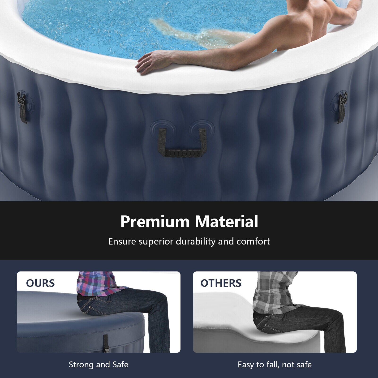 4-Person Inflatable Hot Tub Spa with 108 Massage Bubble Jets and Accessories