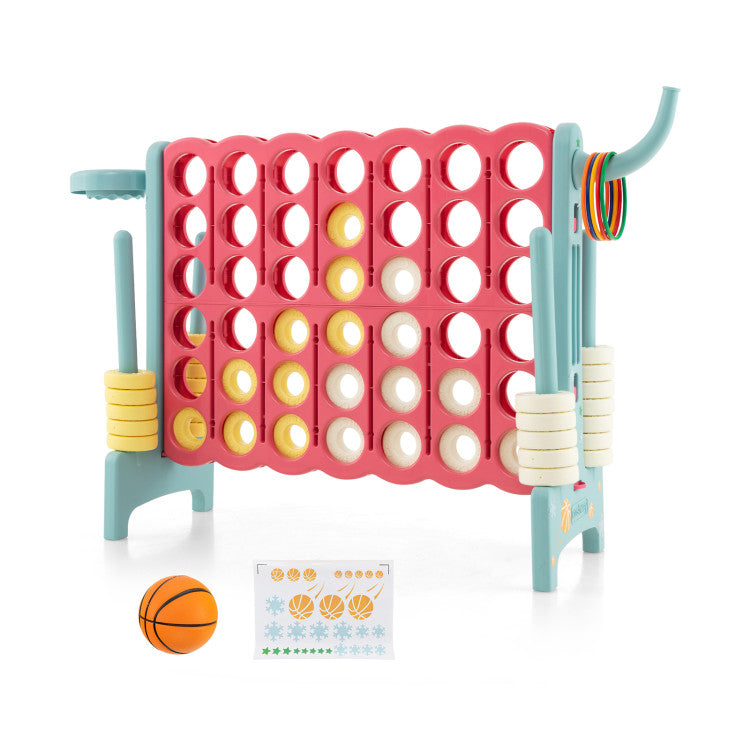 4-to-Score Game with Basketball Hoop and Toss Ring for Indoor and Outdoor