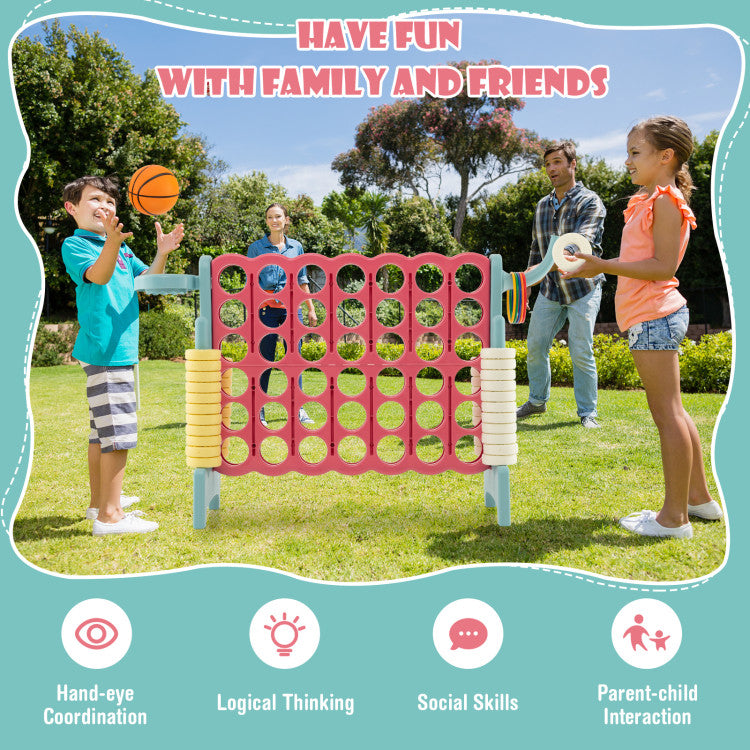 4-to-Score Game with Basketball Hoop and Toss Ring for Indoor and Outdoor
