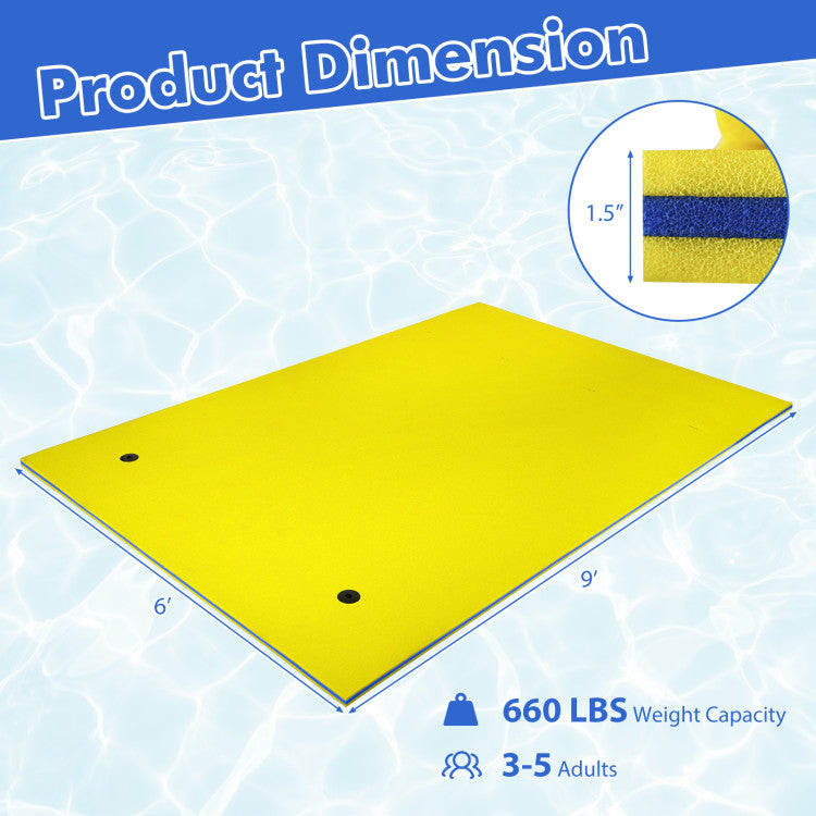 9 x 6 feet 3 Layer Foam Water Pad Floating Mat for Water Park and Lake