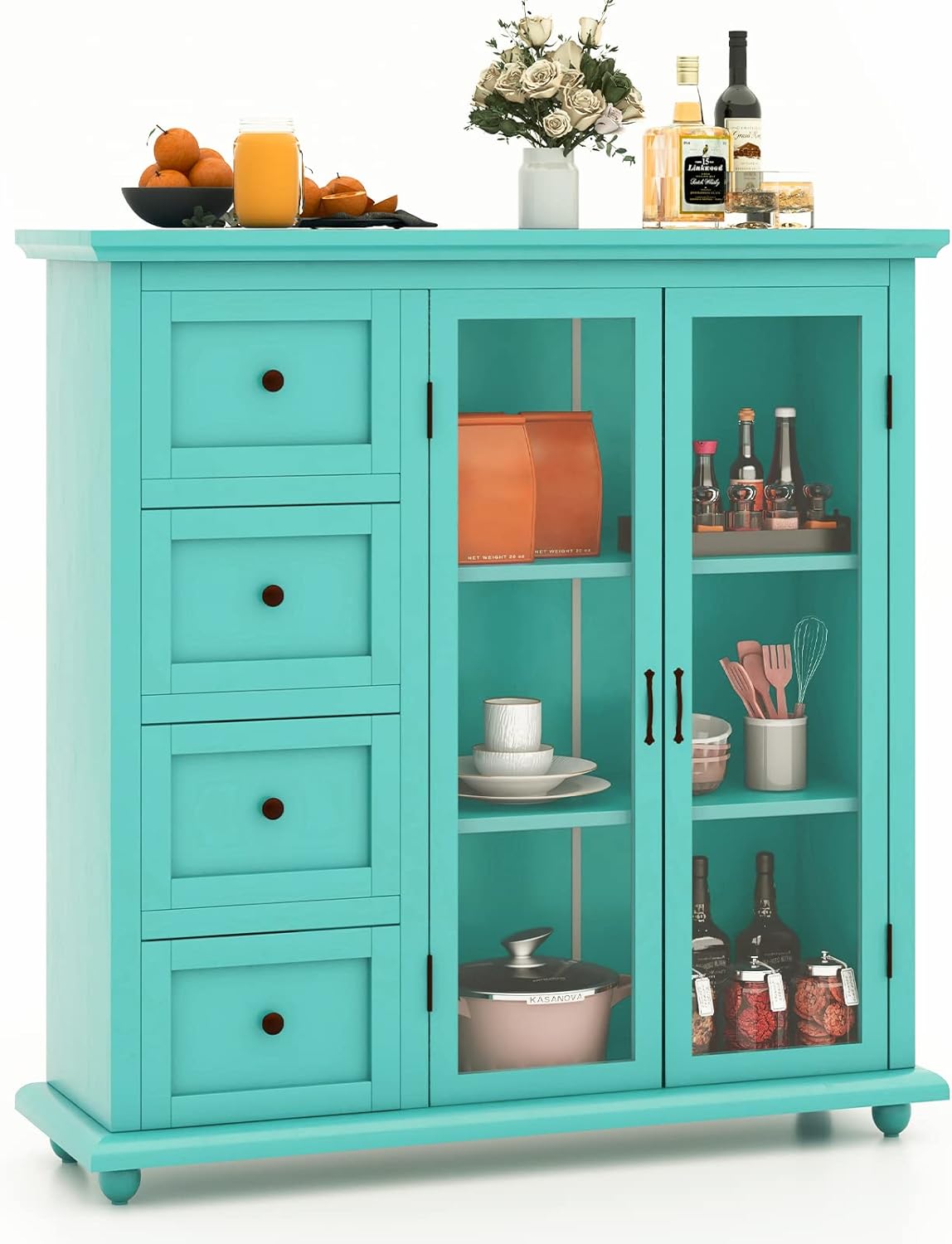 Buffet Sideboard Table Kitchen Storage Cabinet with Drawers and Doors for Entryway