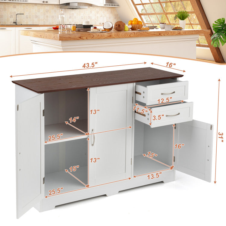 Buffet Sideboards Storage Cabinet with 2-Door Cabinet and 2 Drawers