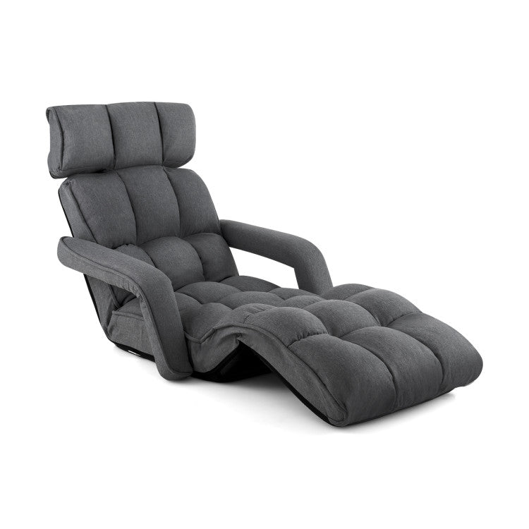 Foldable Floor Chair Sofa with 6 Position Adjustable Backrest and Footrest