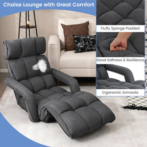 Foldable Floor Chair Sofa with 6 Position Adjustable Backrest and Footrest