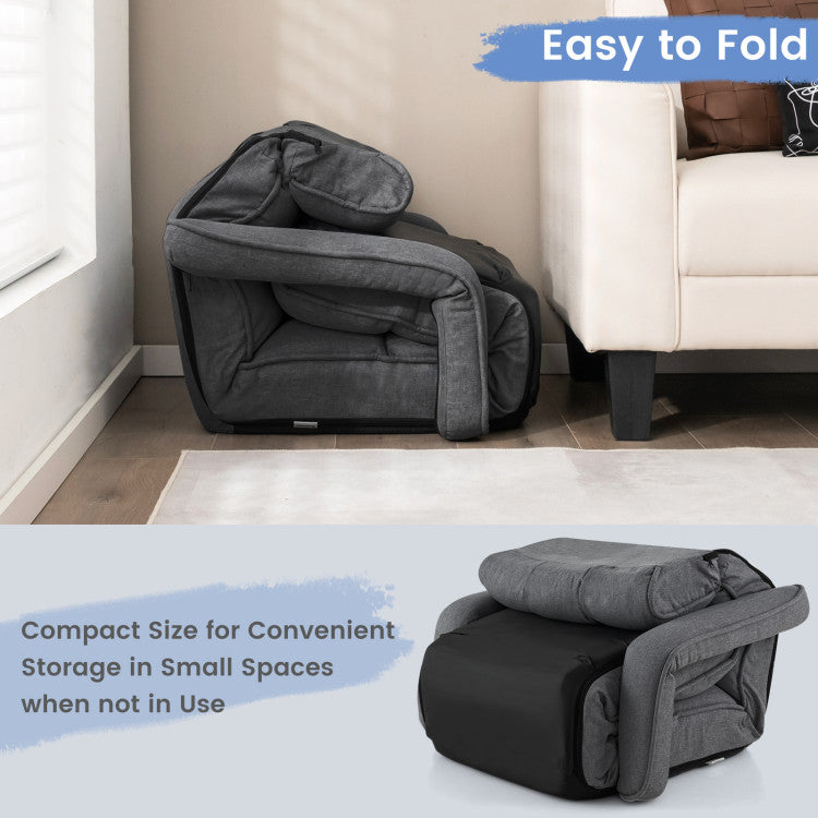 Foldable Floor Chair Sofa with 6 Position Adjustable Backrest and Footrest