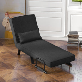 Folding Convertible Sleeper Bed Armchair Sofa Lounge Couch Recliner with Pillow and 6 Adjustable Backrest