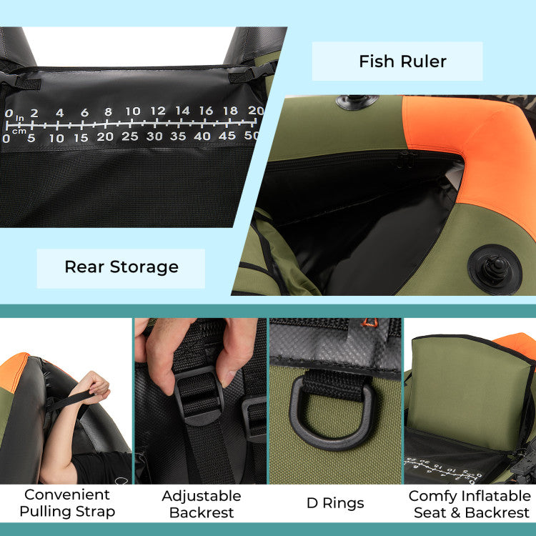 Portable Fishing Boat with 3 Detachable Storage Boxes and Accessories