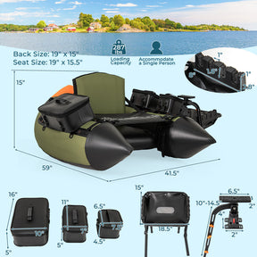 Portable Fishing Boat with 3 Detachable Storage Boxes and Accessories