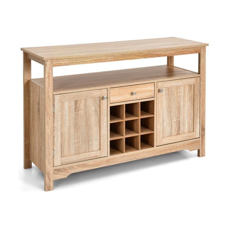 Server Buffet Sideboard with Wine Rack and Open Shelf for Kitchen, Living Room, or Restaurant