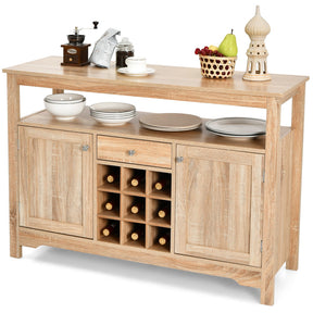 Server Buffet Sideboard with Wine Rack and Open Shelf for Kitchen, Living Room, or Restaurant