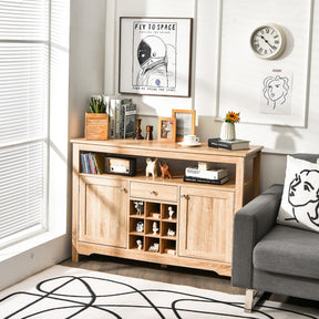 Server Buffet Sideboard with Wine Rack and Open Shelf for Kitchen, Living Room, or Restaurant