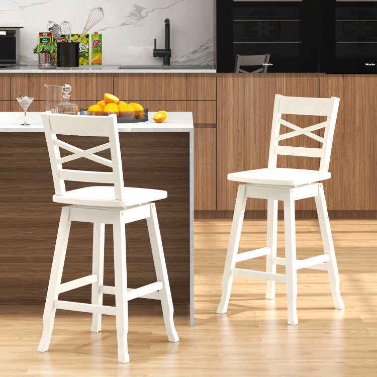 Set of 2 24/29 Inches Swivel Counter Height Stools Bar Stools with Backrest