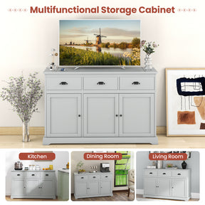 Sideboard Buffet Storage Cabinet with Adjustable Shelves and 3 Drawers