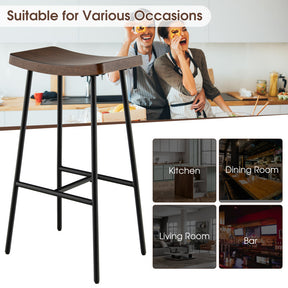Set of 2 Industrial Saddle Bar Stool with Metal Legs for Kitchen and Bar
