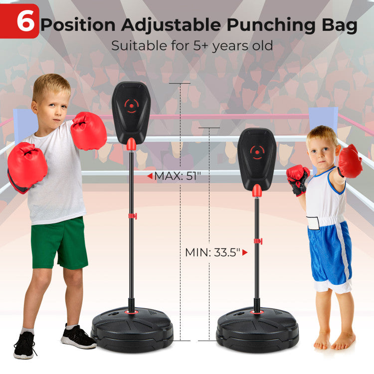 Inflation-Free Boxing Set with Punching Bag and Boxing Gloves for 5+ Years Old Kids