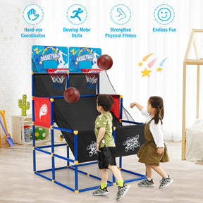 Kids Arcade Basketball Game Set with 4 Basketballs and Ball Pump